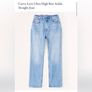 Abercrombie Curve Love Ultra High Rise Ankle Straight Jean- Light Wash, Size 28
